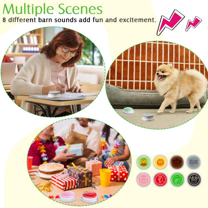 Syhood 8 Pcs Animal Sounds Buzzer for Trivia Games Answer Buzzers Feud Jeopardy Buzzer Button with Lights and Sounds for Party Game Show (Jungle and Farm Style)