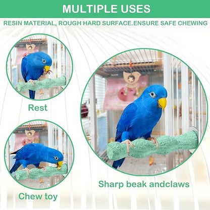 Bird Beak Grinding Stone, Anti-Slip Parrot Nail Trimming Stick, Parrot Resin Beak Grinder, Washable Claw Trimmer Care Stand for Budgie, Conures, Parakeets Cage Accessories (2, Green, 5 inch)
