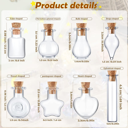 Geiserailie 80 Pieces Tiny Glass Bottles Spell Jars with Cork Stoppers Small Mini Wishing Potion Bottles Witchcraft Supplies for Winter Wedding Party Decor Drifting DIY Crafts Project(Classic Style)
