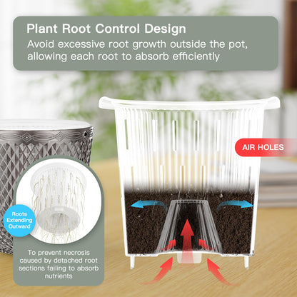 QCQHDU Hanging Planters for Indoor Plants, 2-Pack 7.2 Inch Self Watering Hanging Pots, Plastic Plant Hanger with Drainage Holes and 3 Hooks Chains for Garden Home (Gray)
