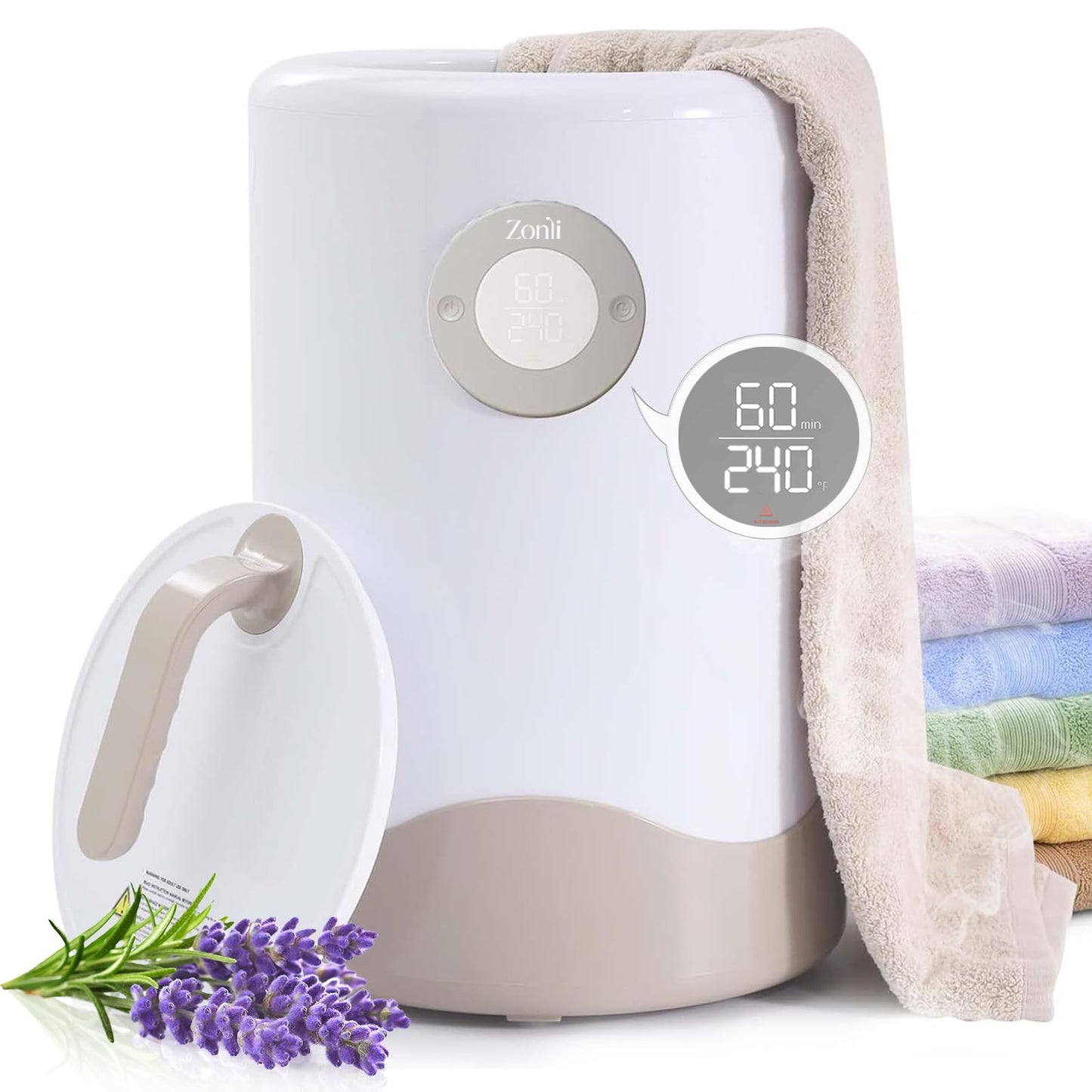 ZonLi Towel Warmer, Large Towel Warmers for Bathroom, Luxury Heated Towel Warmer Bucket, with Auto Shut-Off, Adjustable Timer, Scented Discs, Fits 2 Oversized Towels, Blankets, Bathrobes