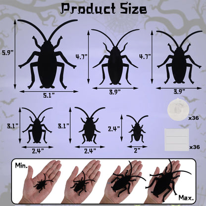 DR.DUDU 36 Pack Halloween Wall Decor 3D Cockroach Window Stickers