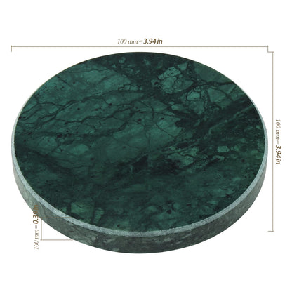 HEIHAK 8 PCS 4 Inches Marble Coasters, Round Stone Decorative Modern Coasters with Non-Slip Bottom for Glasses, Cups, Mugs, Emerald