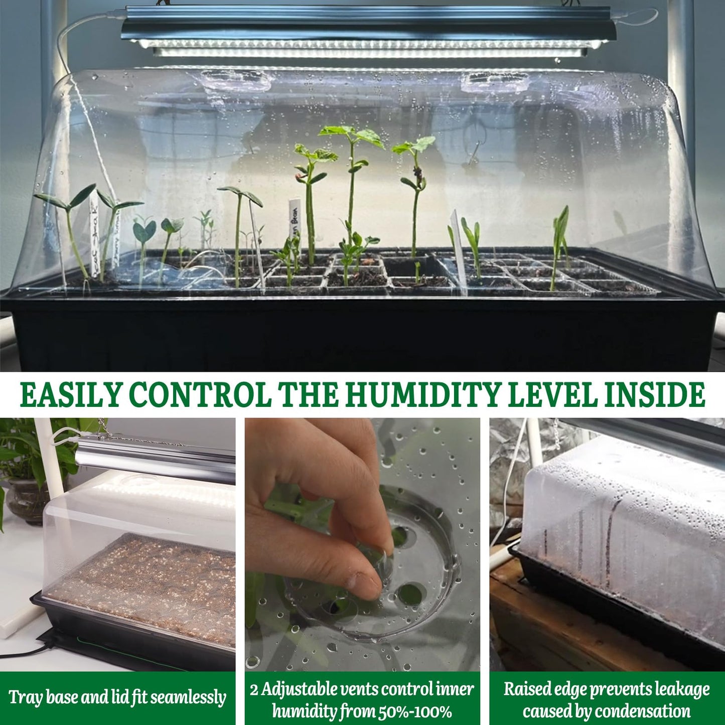SOLIGT 1020 Size Seed Starter Kit with Grow Light and Heat Mat – 7" Humidity Dome, 6x12 Cell Seed Starter Tray, Bright-Adjustable with 8/12/18H Timer & Stand for Seed Starting & Seedling Propagation