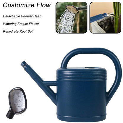 Luwint Watering Can Plants, Plastic Watering Pot with Long Spout & Detachable Shower Head 0.8 Gallon / 3 L for Indoor Outdoor Plants Flower Garden (Blue)