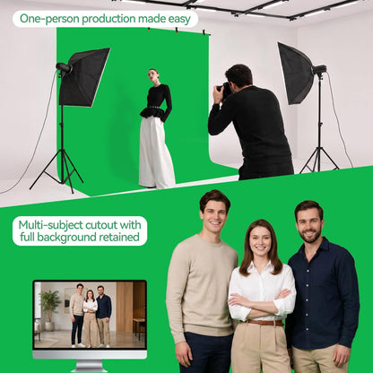 EMART Green Screen Backdrop Kit, 8.5x8.5ft Large Green Screen Backdrop with 8.8x7.5FT Reverse Folding T-Shape Tripod Stand, Spliced Crossbar Plate & 6 Clamps for Studio Shooting, Live Stream