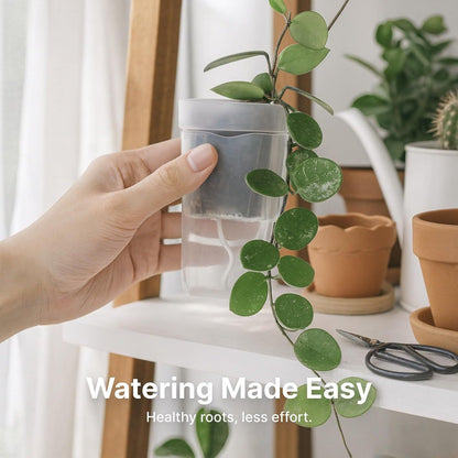 NUSQO Self Watering Pots for Indoor Plants, 12 Pack 2 Inch Mini Clear Plastic Planters with Water Level Indicator, Drainage Holes and Plant Labels for African Violet and Alocasia Corm Propagation