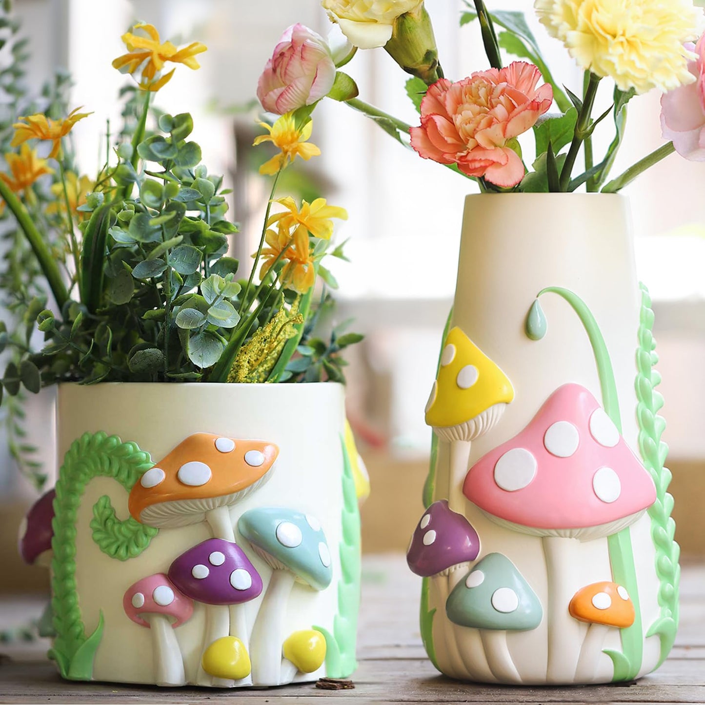 GUGUGO Pastel Mushrooms Vase for Flower Bundle Colorful Mushrooms Planters…