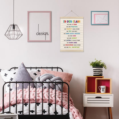 DOI-LANEE In Our Class Sign - Positive Affirmations Posters Hanger Frame, Motivational Inspirational Wall Decor for Classroom, Class Canvas Wall Art 16x12 Inch