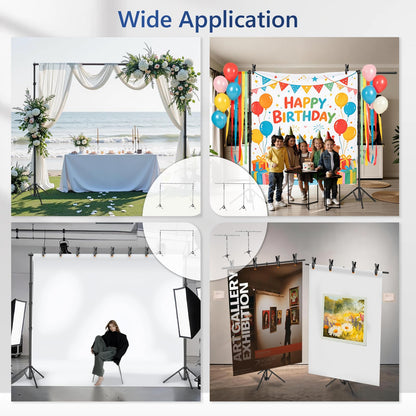 EMART 3-in-1 Backdrop Stand Kit 10x8.5 ft for Photography Studio, T-Shape Banner Back Drop Stand for Party, Wedding, Dectoration, Background Stand for Photo Video Studio with Carry Bag, 8 Clamps