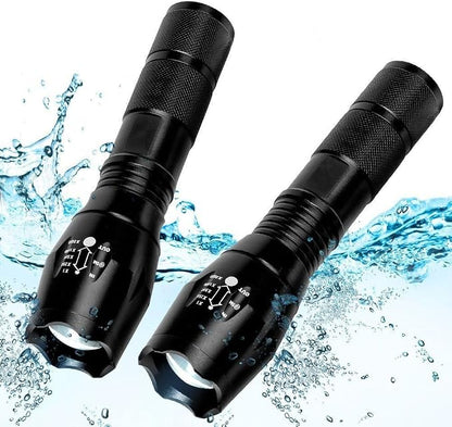 LED Flashlight 2 Pack, Small Flashlights Powerful High Lumens 5 Modes, Waterproof Zoomable Mini Tactical Flash Light for Home Emergencies Camping