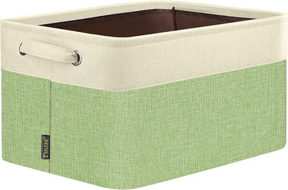 BALEINE 1 Pack Fabric Closet Storage Bins for Shelves, Linen Closet Organizers and Storage, Decorative Baskets for Organizing, Shelf, Clothes, Home, Office (Green, 15''x11''x9.5'')