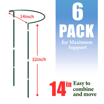TCBWFY 14" Dx32 H Plant Supports Stakes for Large Heavy Plants,6 Pack Peony Supports,Heavy Duty 5mm Wire Peony Cages,Interlock Garden Supports Ring Border Support,Plant Support Cage for Rose Flower