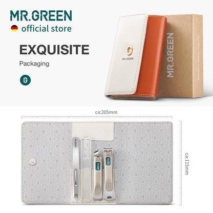MR.GREEN Colorful Manicure Set Practical Pedicure Kits Nail Clippers Personal Care Tools Facial Hair Scissors with Fashion Case (Mr-6681 Green)