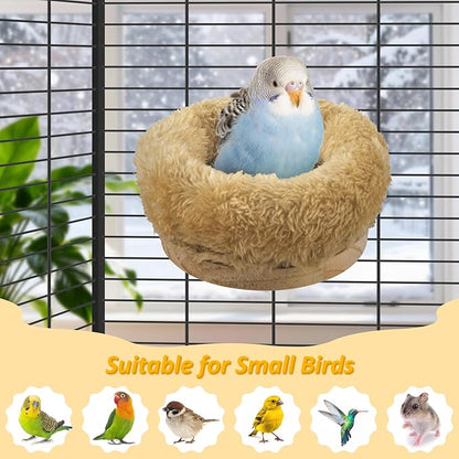 DBNESS Small Bird Nest for Cage, Removable Plush Parrot Hammock Warm Resting Perch Platform for Budgies Cockatiel Conure Parakeet Hamster Washable Breeding Sleeping Lay Eggs Nesting