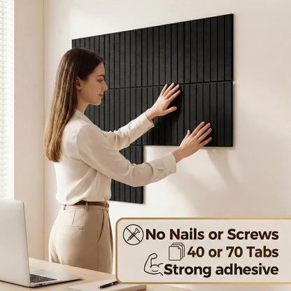 AHEONLAR Felt Bulletin Board 36"x 24", Cork Boards for Walls, 6 Pack Bulletin Board Large Cork Board for Office, Felt Boards with 40 Safe Removable Adhesive Tabs Wall Decor for Home(Black)