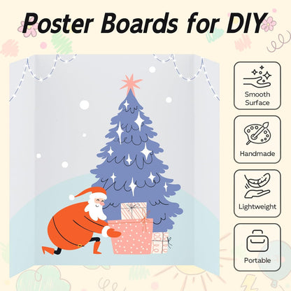 12 Pack Trifold Poster Board, 17x26 Inches White Presentation Board, Portable Display Board for Science Fair, School DIY Project and Business Exhibitions