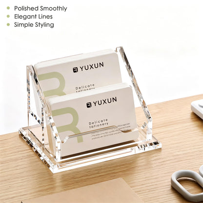 YUXUN Business Card Holder for Desk-2 Tier 2 Slot, Acrylic Business Card Holder for Women Men, Multiple Business Card Display Stand for Exhibition, Home, Office