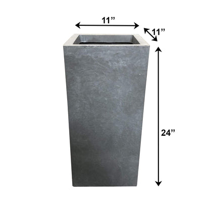Kante AF0002B-60611 Concrete Rectangle Tall, Large Outdoor/Indoor Planter Pots Lightweight with Drainage for Patio Deck Livingroom, 24" H, Light Gray