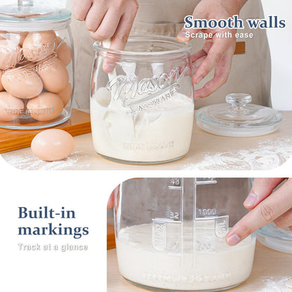 Folinstall Cookie Jar, 1/2 Gallon Glass Storage Containers with Airtight Lids, Wide Mouth Food Jars & Canisters for Kitchen, Pantry, Apothecary, Flour, Sugar, Sourdough Starter, Dog Treat, Half Gallon