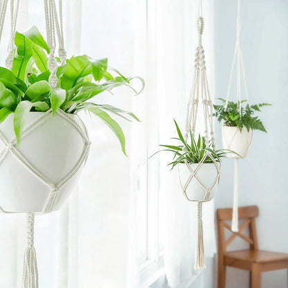 Mkono Set of 4 Macrame Plant Hangers Indoor 4 Different Size Hanging Planter Basket Flower Pot Holder 41"/35"/34"/26"