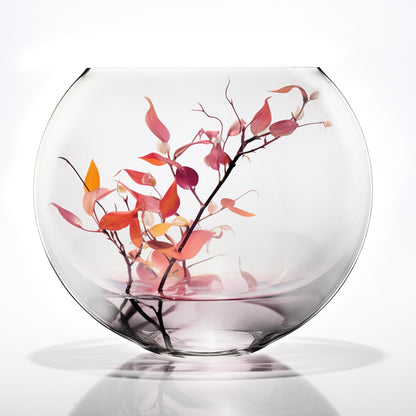 CYS EXCEL Glass Moon Vase Oval Bowl (H:11.75" L:14") | Multiple Size Choices Round Flower Vase Centerpiece | Plant Terrarium Bowl Vase