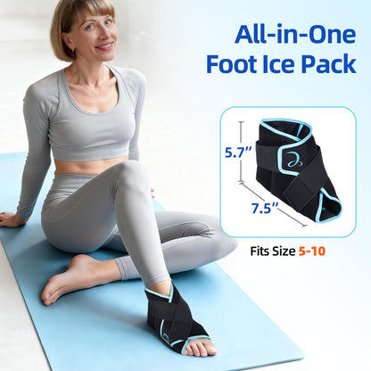 Comfytemp Ankle Foot Ice Pack Wrap for Plantar Fasciitis Relief, Heel Pain, Swelling, Achilles Tendonitis, Heel Spur, Sprain, Hot Cold Compress, Women Men Gift for Mom Dad, FSA Eligible HSA, 1 Pack