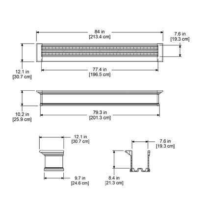 Mayne Yorkshire 7ft Window Box - White - 84in L x 12in W x 10in H - with 1.6 Gallon Built-in Water Reservoir (8827-W)