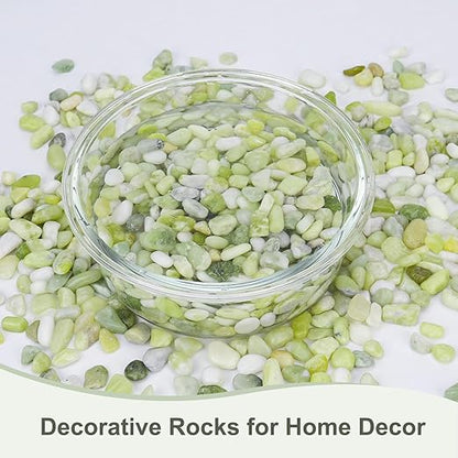 Pulovin 2.5 lbs Jade Pebbles for Indoor Plants, Decorative Pebbles for Bamboo, Vase, 3/8" Plant Gravel for Pots Indoor, Highly Polished Small River Rocks