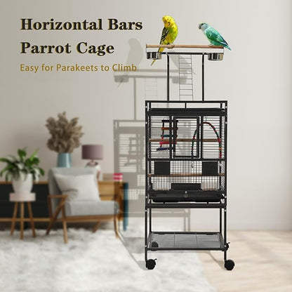 51" Small Bird Cage with Stand,Parakeet Cage, Parrot cage with Parakeet Toys, Bird Cage Accessories for Lovebirds Cockatiel Conure Finch Canary Budgie