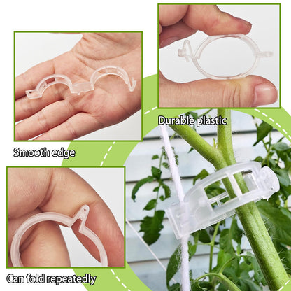 OJYUDD 130 Pcs Tomato Hooks with String,Tomato Holder Hooks with 32.8ft Twine & Plant Support Clips,Climbing Plants Support Hooks for Vegetable Plant Fruit Flower