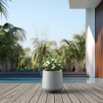 Kante 11.6" Dia Round Concrete Planter, Outdoor Indoor Large Plant Pots Containers with Drainage Hole and Rubber Plug for Home Garden Patio, Gray Concrete