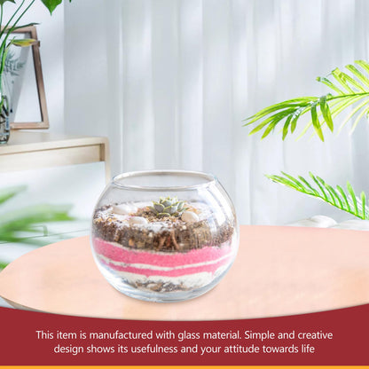 GANAZONO Glass Fish Bowl Vase 15cm Round Glass Hydroponic Flower Pot Terrarium Air Plant Holder for Home Office Succulent Planter