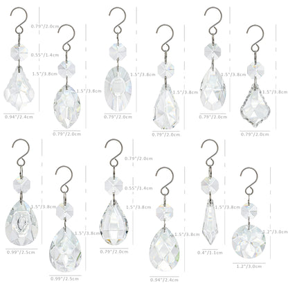 kanpura Crystal Chandelier Prisms,Crystal Sun Catcher Kit,Rainbow Hanging Crystals Suncatcher for Window, Christmas Tree,Home Decor(Clear,12pcs)