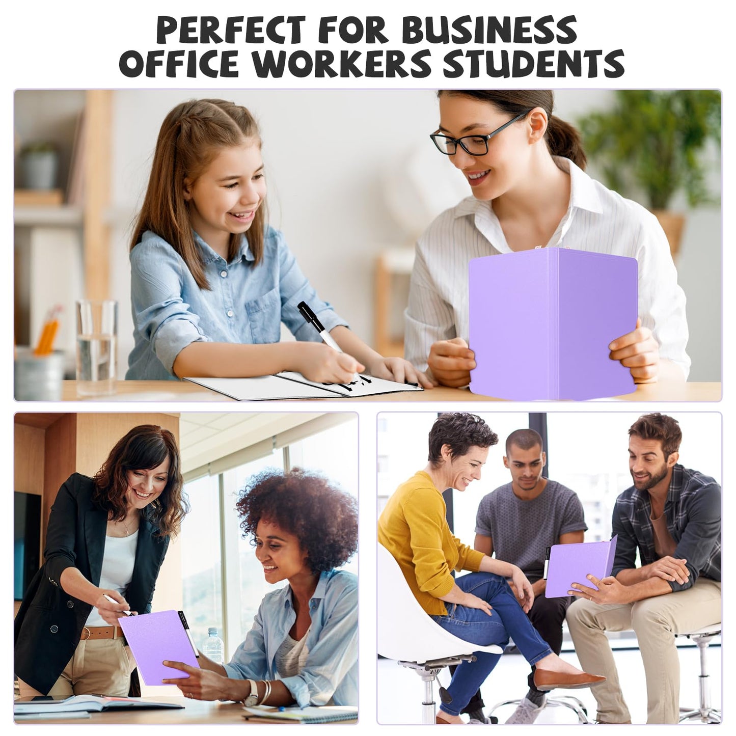AGM Portable White Board Dry Erase, Double Sided Folding Whiteboards with Pen, Small Dry Erase Board for Study, Meeting, Doodling, Planning, Purple