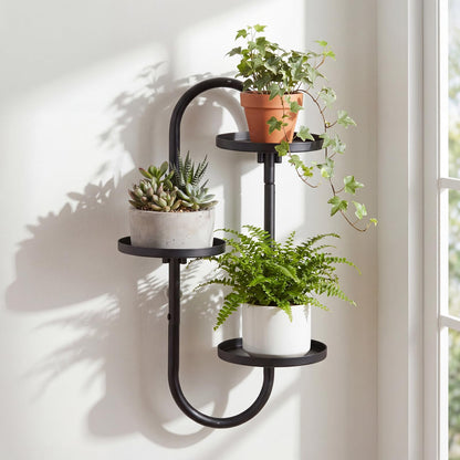 Sliner Wall Mounted Plant Stands 16 Inch Rotating Window Plant Shelves 3 Tier Hanging Wall Planters with Hooks for Indoor Window Living Room Home Decor