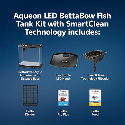 Aqueon 00800198: Aquarium Kit BettaBow Led Blk 2.5G