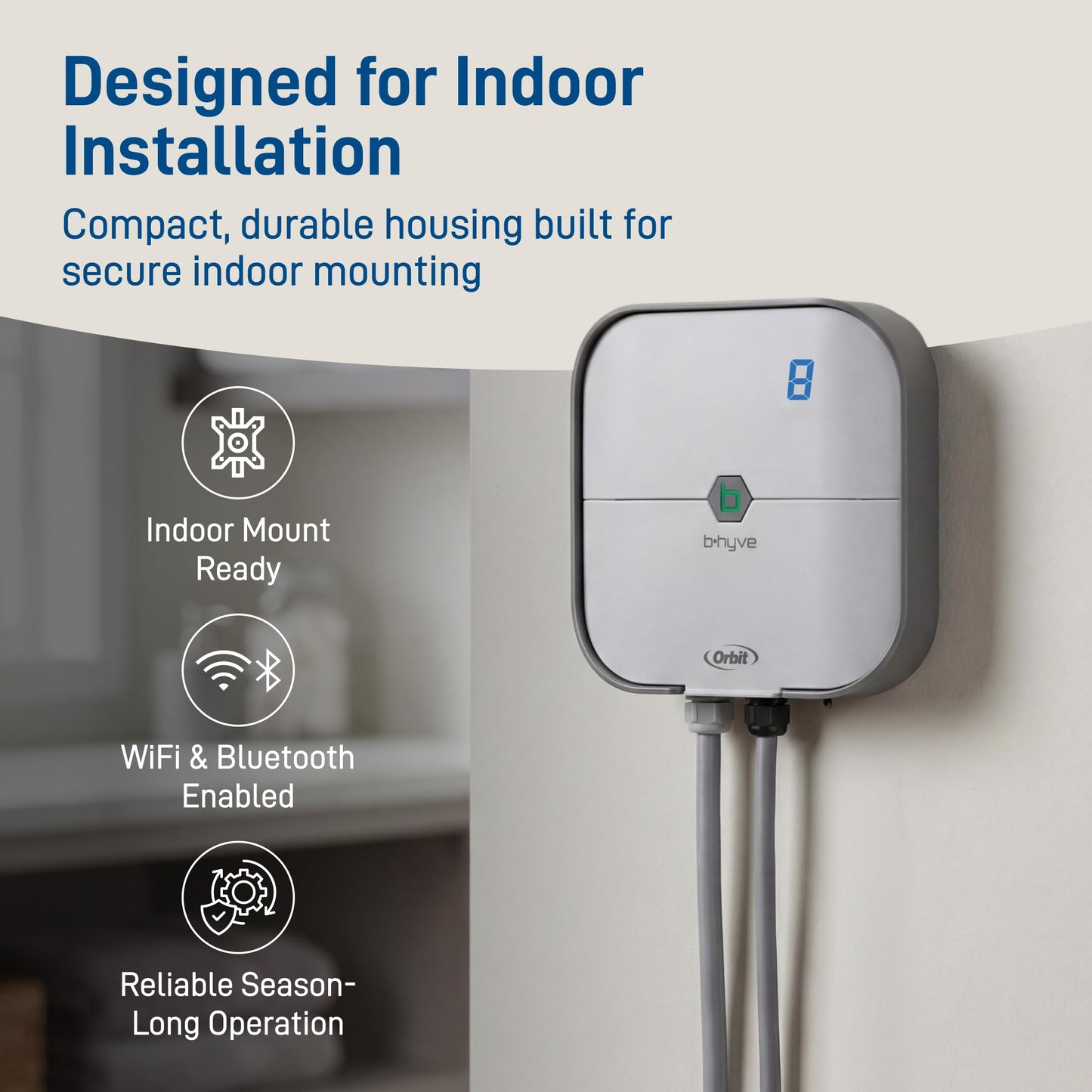 Orbit B-hyve Indoor Smart Sprinkler Controller - 8-Zone - WiFi Irrigation Controller - App Controlled Irrigation with Weather Adjustment - Easy Installation Smart Home Ready Device - 57925