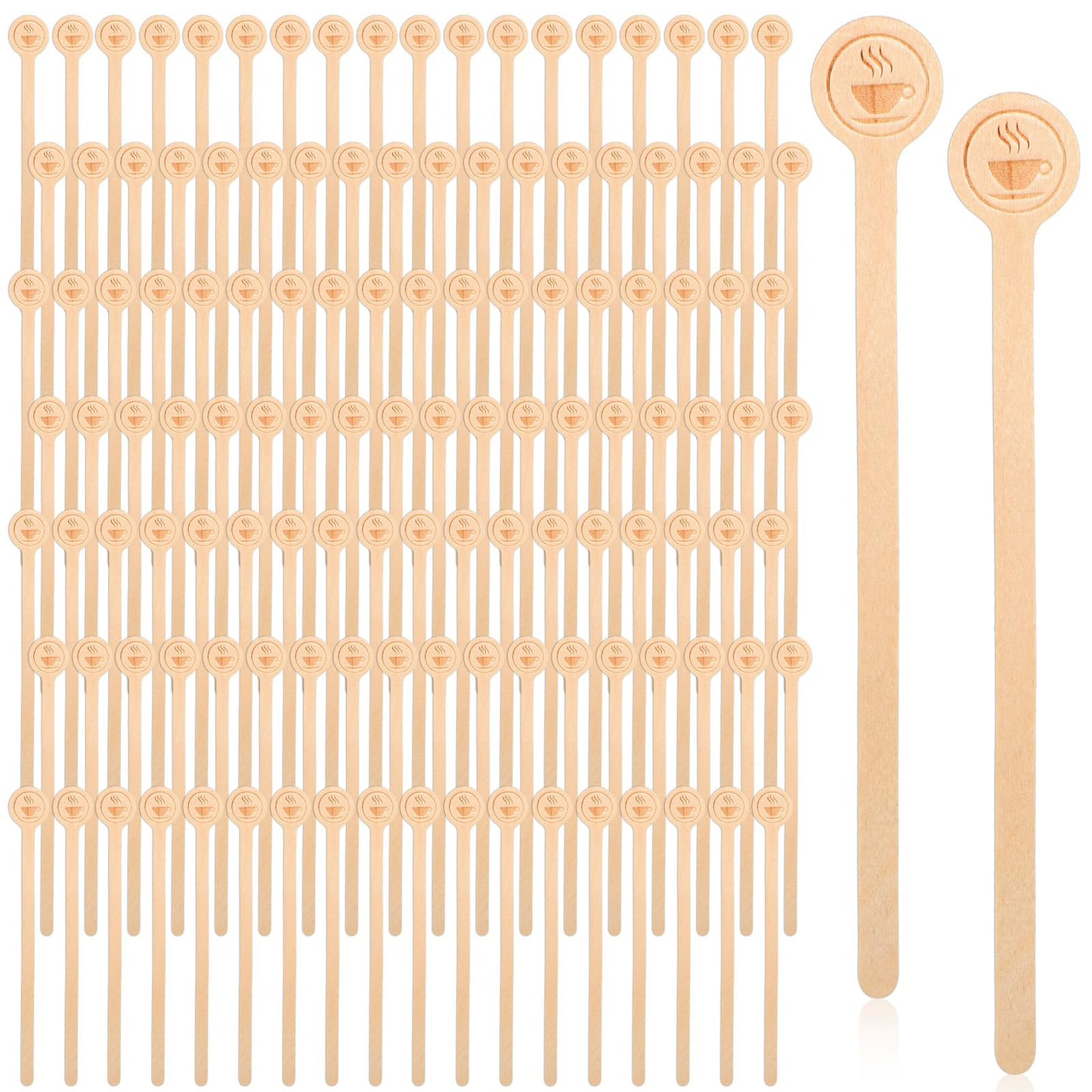 AOZUO 400 Pcs Wood Coffee Stirrers, 6 Inch Wooden Stir Sticks with Round Ends Disposable Coffee Mixer Stick Drink Sticks for Coffees Cocktails Milk Tea Honey Hot Chocolate