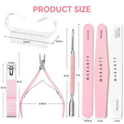 Makartt Cuticle Trimmer with Cuticle Pusher, Silver Nail Trimmer Nail Care Manicure and Pedicure Kit with Stainless Steel Cuticle Nipper and Dual End Nail Pushers for Home Salon Use (Pack of 3 PCS)