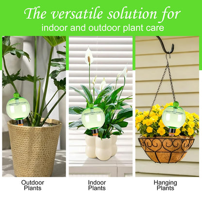 Ansberta 4 Pack Self Watering Globes 17oz Large Plant Watering Globes Top Fill, Self Water Planter Insert Indoor/Outdoor Plastic Water Bulbs Slow Release Terracotta for Plants, Green