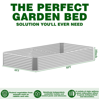 Annzoe 3 Pcs 8 x 4 FT Galvanized Steel Raised Garden Bed – Outdoor Planter Box for Root Vegetables, Herbs & Flowers, Large Metal Garden Beds for Backyards, Terraces and Balconies