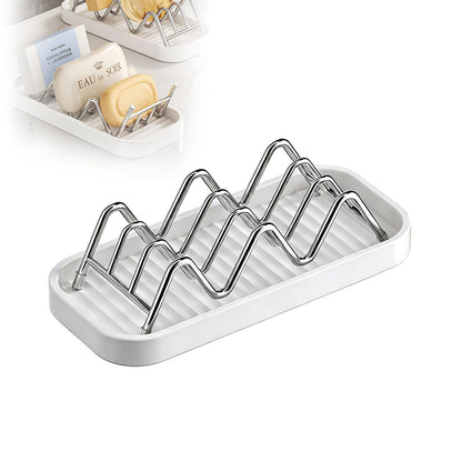 AD ADASTONE Soap Holder Dish for Shower — Stainless Steel Self Draining Bar Soap Case with Water Tray, Fits 2-3 Square Bars