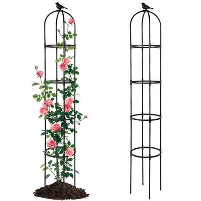 Yotoworth Garden Obelisk Trellis for Climbing Plants Outdoor, 6.3 ft Tall Rose Trellis Climbing Plants Support for Potted Light Vine Flower Vegetable Cucumber Trellis Raised Garden Bed, Black, 1PCS