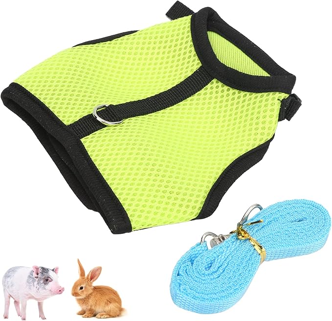 Honio Mesh Chest Back for Rabbit, Pet Mesh Traction Harness Mesh Cloth Mesh Harness for Rabbit for Guinea Pigs for Dogs for Rabbits for Little Pigs (Fruit Green)