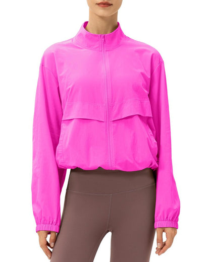 Gacaky Women's Lightweight Athletic Jacket Sun Protection Full Zip Long Sleeve Shirts Workout Track Jackets with Pocket Hiking Outdoor Rose S