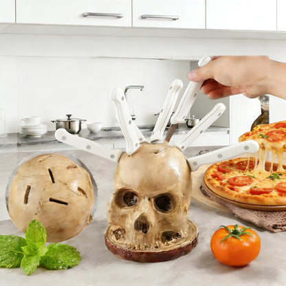 Skull Knife Holder for Storage, Funny Skeleton Knife Holder, Creative Horror Storage Head Rack, Skeleton Knife Stand for a Scary Party.