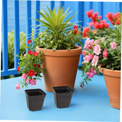 FOMIYES Nursery Pots and Independent Growth Chambers 100pcs Plastic Square Black with Drainage Holes for Vegetables and Flowers, for Balcony Gardens and Garden Planting