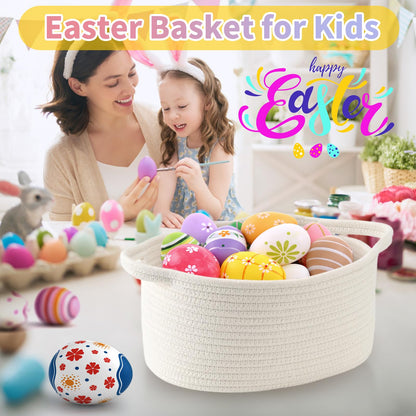 Happyiren Cute Burgundy Woven Gift Basket – Empty Burr Baskets for Mothers Day Graduation Birthday Raffle, Decorative Storage Organizer Box for Toys Seasonal Decor (13" D x 8" W x 6" H)