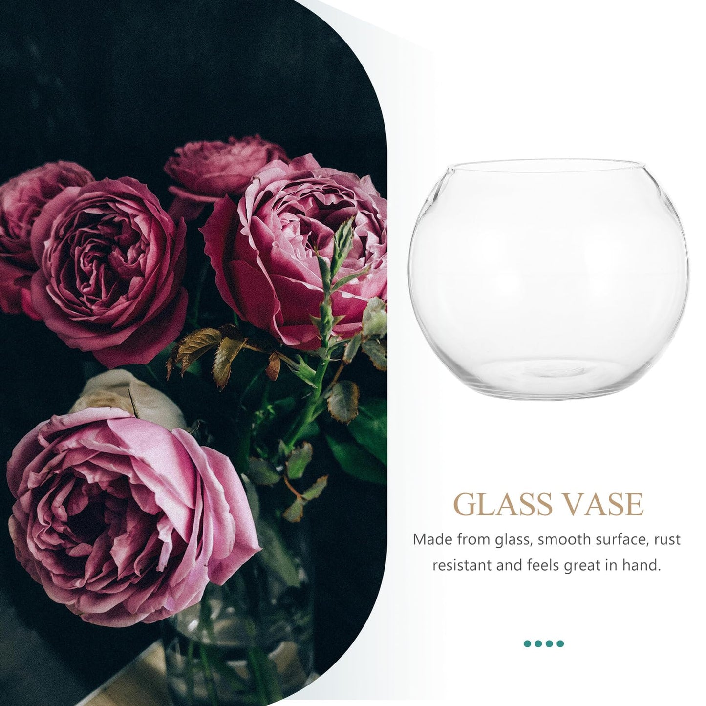 Gadpiparty Hydroponic Glass Vase 15cm Round Bubble Fish Bowl Terrarium Planter Glass Container for Succulent Plants Home Office Decor